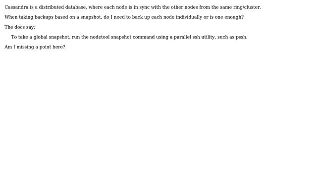 Cassandra backup from all nodes or just one? смотреть онлайн