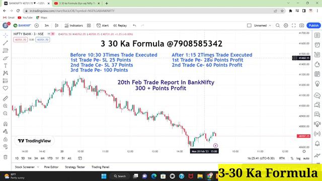 3 30 Ka Formula || 20th Feb Trade Report BankNifty 300 + point profit смотреть онлайн