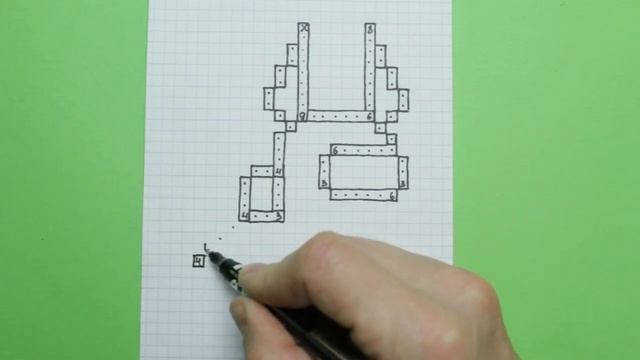 Рисунок по клеточкам. Амонг Ас с красными рогами смотреть онлайн