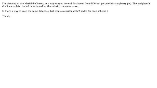 Databases: Can I setup several mariadb clusters, each for a schema смотреть онлайн