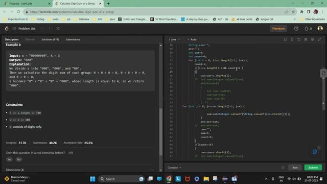 Calculate Digit Sum of a String #leetcode #java #googleinterview #recursion #javainterviewquestions смотреть онлайн