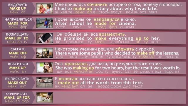 Фразовый глагол Make в Английском языке с примерами употребления.