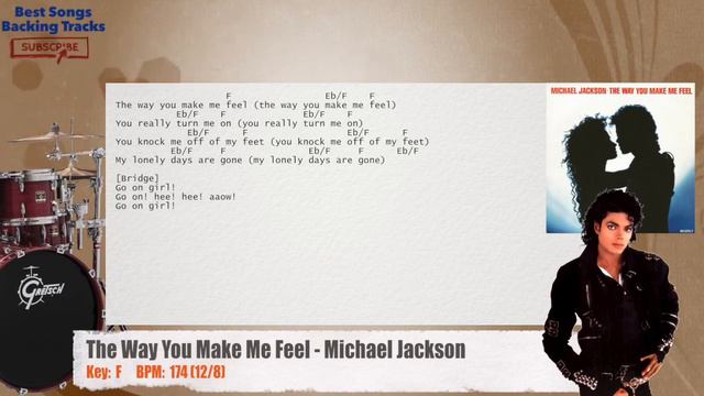 🥁 The Way You Make Me Feel - Michael Jackson Drums Backing Track with chords and lyrics смотреть онлайн