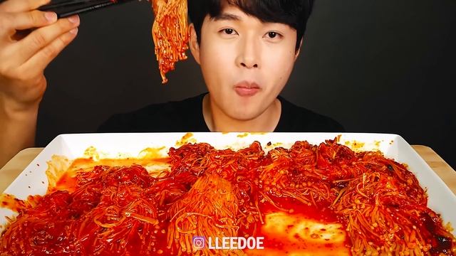 COOKING ASMR | Spicy Enoki Mushrooms Mukbang Best Compilation | No Talking Eating Sounds