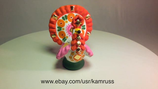 Handmade figurine Dymkovo Toy. Turkey cock. Russian folk Art. porcelain hand painted, clay bird смотреть онлайн