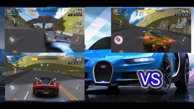 Asphalt Nitro 2 | FERRARI 488 GTB Vs FERRARI FXX K Vs KOENIGSEGG REGERA | DownHill