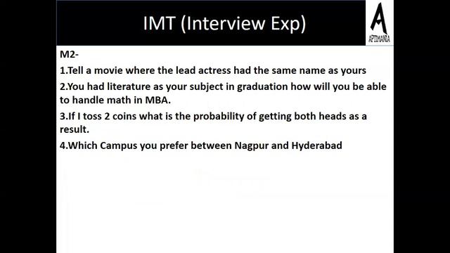 IMT interview experience by Anjali Azad (APTIMANIA) смотреть онлайн