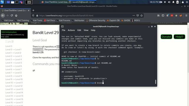 OverTheWire Bandit Level 29 - Level 30 смотреть онлайн