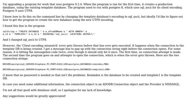 Client Encoding Mismatch when creating new database смотреть онлайн