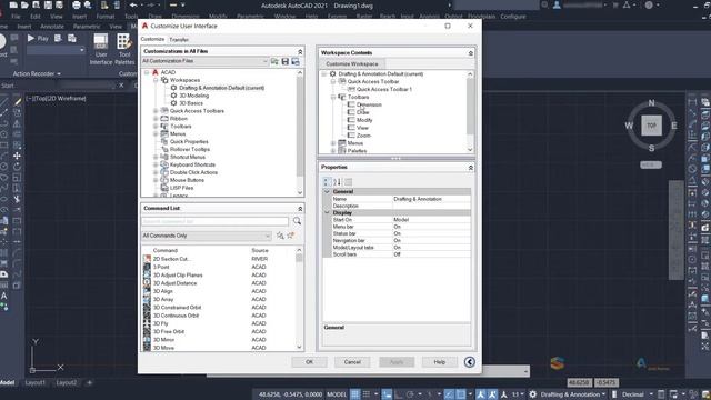 AutoCAD How to turn on Toolbars using the Customize User Interface CUI window смотреть онлайн