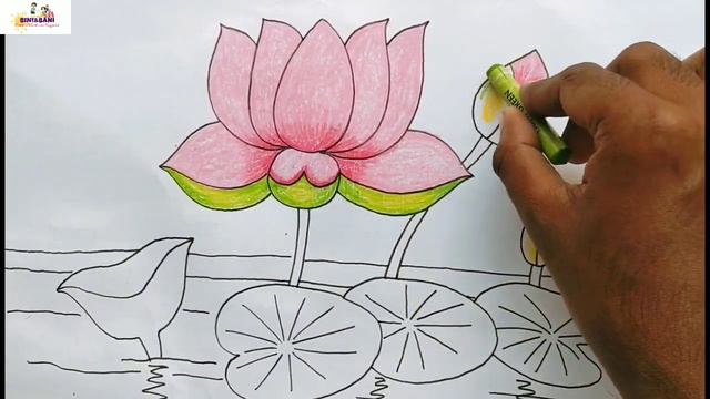 How To Make A Lotus For Kids / Easy Lotus For Kids /Step By Step Lotus Drawing смотреть онлайн