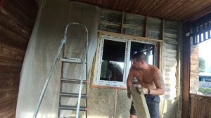 4 часть . Утепление  стены бревенчатого дома своими руками.