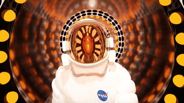 Astronaut Walking To Infinity In Neon Tunnel | 1 Hour VJ Loop | 4k Screensavers | Copyright Free