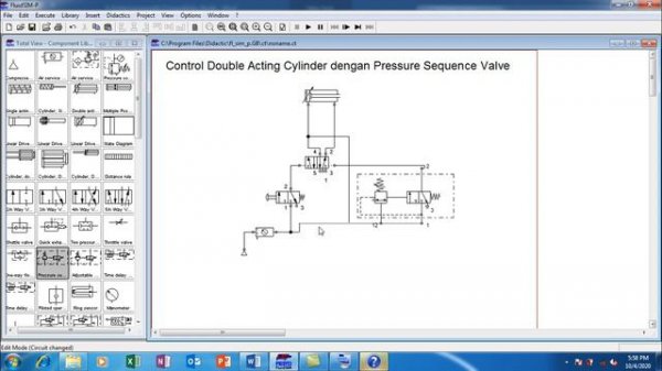 FESTO FluidSIM | Pure Pneumatic Simulate Double Acting Cylinder with Pressure Sequence Valve