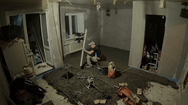 СТЯЖКА ПОЛА С КЕРАМЗИТОМ/ Продолжаем ремонт в студии #КакСделатьСтяжку# смотреть онлайн