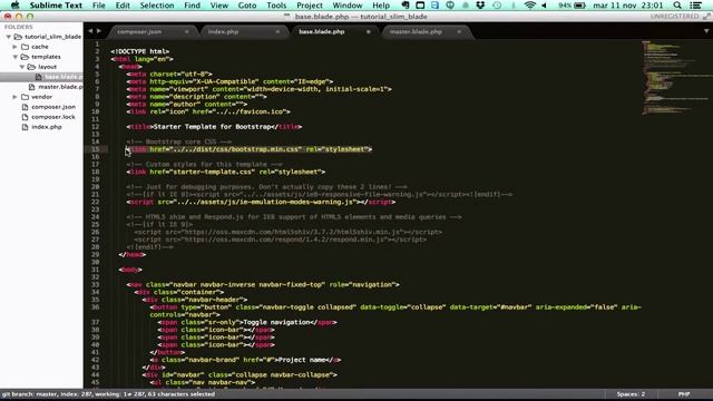 11 Slim micro framework - PARTE 1 - Integrar plantillas Blade смотреть онлайн