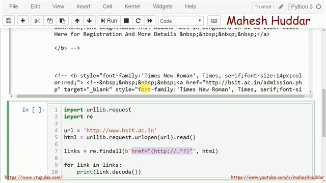 How to Parse HTML Content using Regular Expressions - Python Tutorial by Mahesh Huddar смотреть онлайн