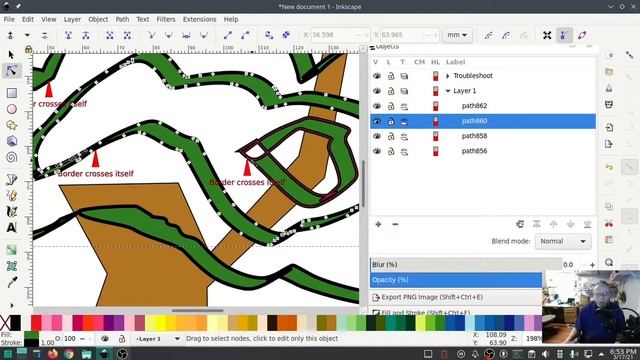 Inkstitch troubleshooting - Manually fixing Border Crosses Itself смотреть онлайн