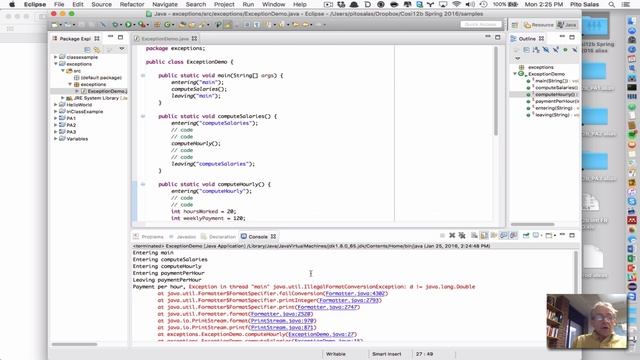 Exceptions, Call Stack in Java смотреть онлайн