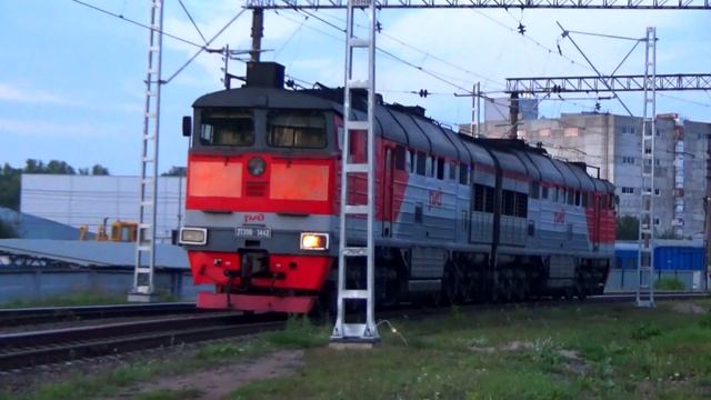 Тепловоз 2ТЭ116-1443 следует в сторону станции Волковская смотреть онлайн