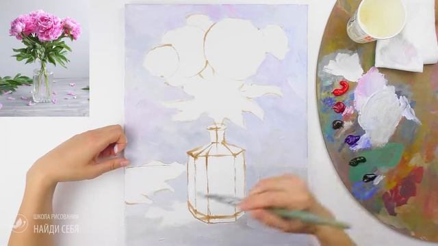 ? Цветы маслом. Как писать пионы. Как рисовать маслом. Цветы мастихином маслом. Часть 1. Найди себя смотреть онлайн