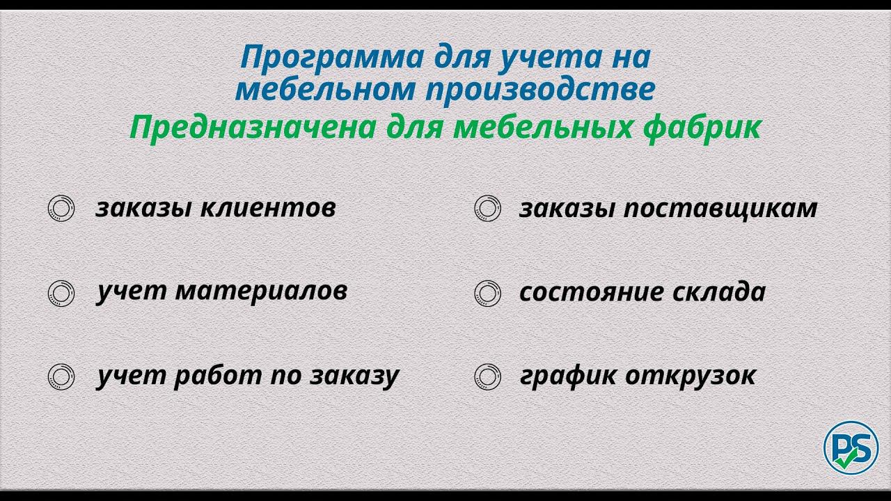 Производство мебели Заказы Материалы Работа с поставщиками Отгрузка смотреть онлайн