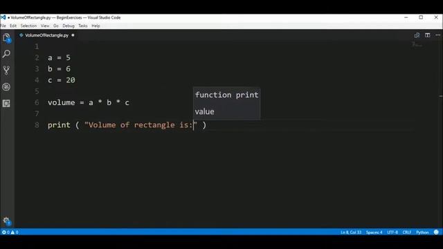 volume of rectangle in python ? смотреть онлайн