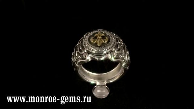 Серебряное кольцо. Серебряный перстень. Big Silver Ring. Серебряная геральдическая лилия