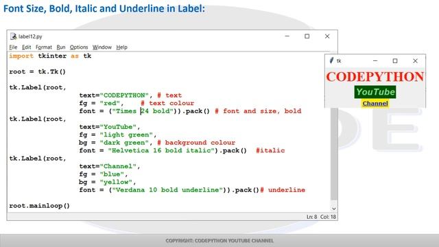 Tkinter Label, Message and Text Widget смотреть онлайн
