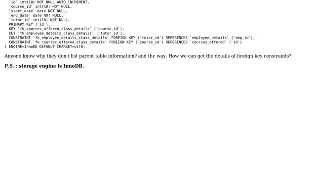 XML dump of MySQL database don't include foreign key constraints. What can be the reason?... смотреть онлайн