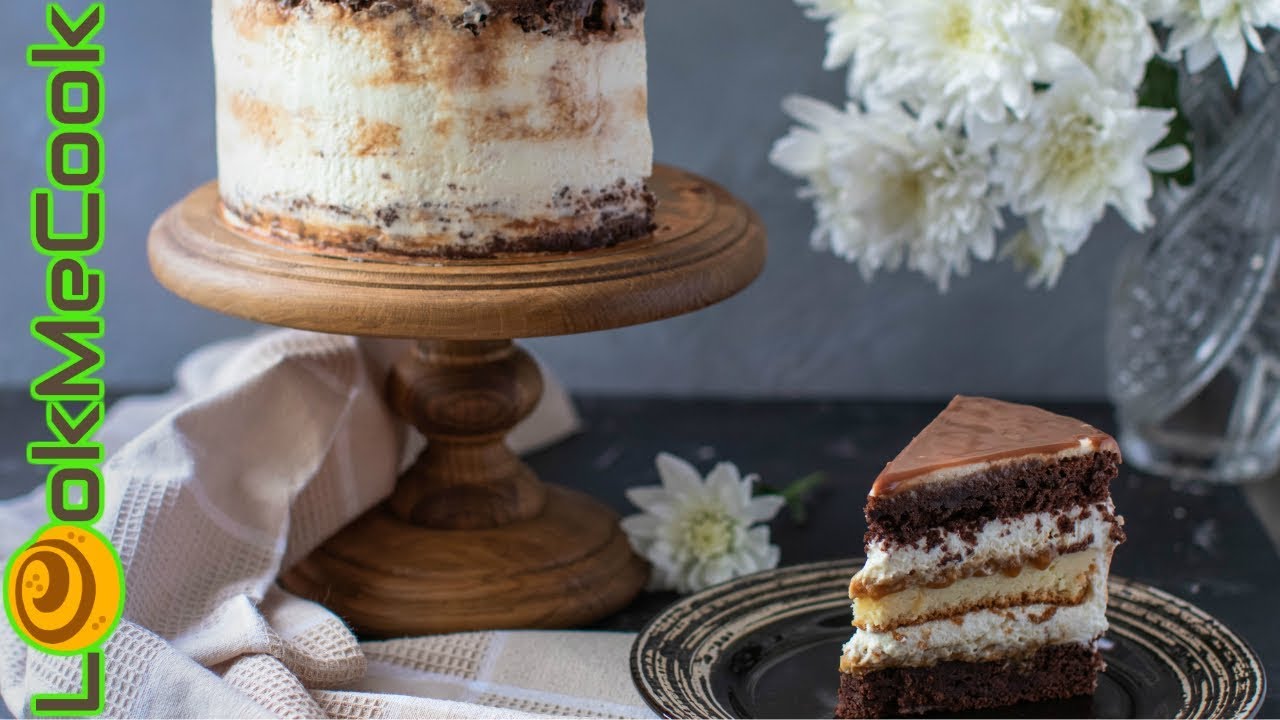 БАНАНОВО-ШОКОЛАДНЫЙ ТОРТ С СЫРНЫМ СУФЛЕ. Ореховая карамель. Сливочно-сырный крем. Банановый бисквит смотреть онлайн
