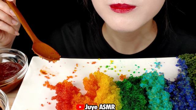 SUB) ASMR *RAINBOW FLYING FISH ROE*, SEA GRAPES, CANAFÉ, MUKBANG 먹방 REAL EATING SOUNDS смотреть онлайн