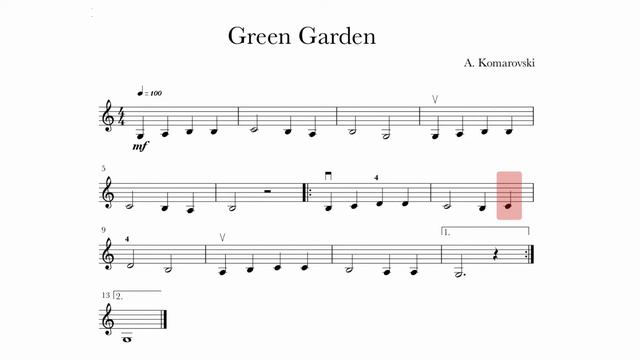 Green Garden - Arr. A. Komarovski (Piano Accompaniment with Violin Midi Sound) смотреть онлайн