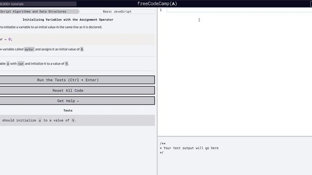Initializing Variables with the Assignment Operator - Free Code Camp Help Basic Javascript Algorith смотреть онлайн