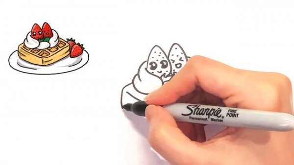 How to Draw Waffles Step by Step | How to Draw a Cute Waffle | Strawberry Waffles