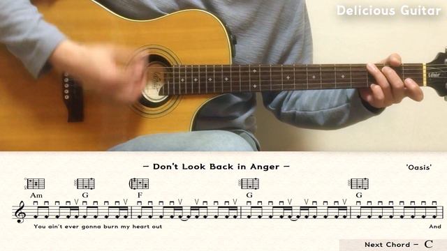 Don't Look Back in Anger - Oasis / Guitar Cover / Sheet Music / Chords / Lyrics смотреть онлайн