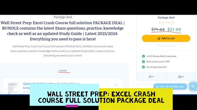 Wall Street Prep: Excel Crash Course Exams full solution PACKAGE DEAL- Download to Score A смотреть онлайн