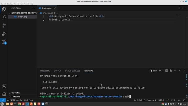 Como Navegar Entre Versões no Git (git checkout) смотреть онлайн