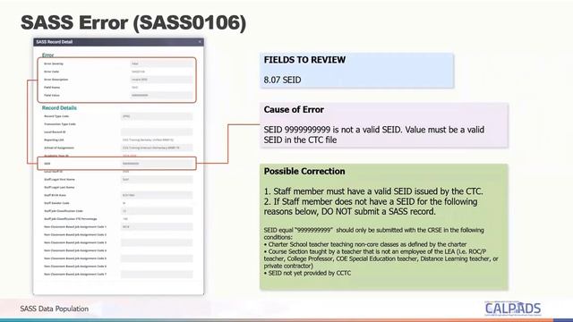 SASS Data Population - (Module E) - Submission Validations смотреть онлайн