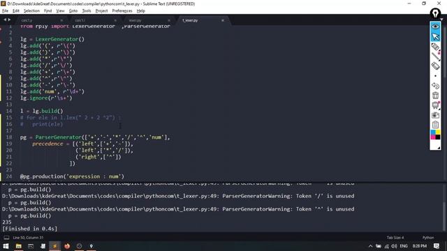 Compiler Basic Lab with Python RPLY (part 2) смотреть онлайн