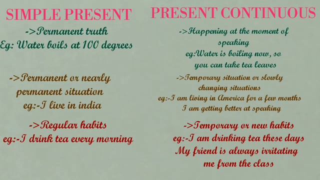 Differences between the usages of simple present tense and present continuous tense. смотреть онлайн
