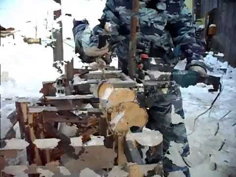 Моё пиление бревна на доски электропилой смотреть онлайн