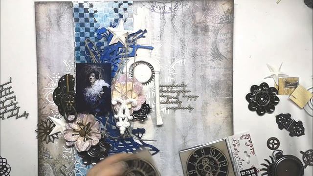 Mixed Media Layout with new Finnabair Liquid Acrylic, Moulds and Stamps смотреть онлайн