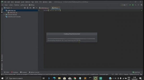 how to solve code not running error in pycharm