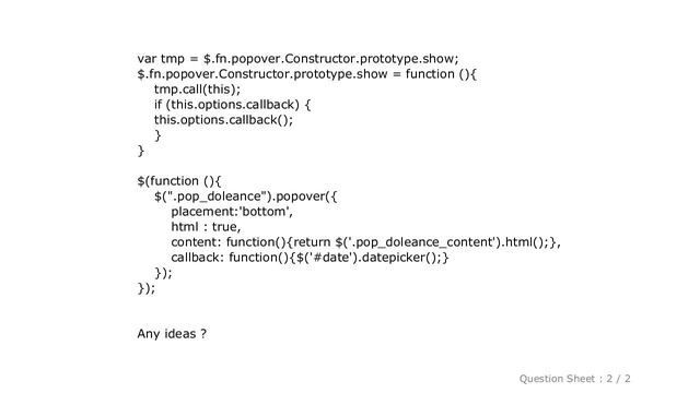 HTML : Bootstrap Datepicker is displaying behind popover смотреть онлайн
