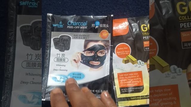 saffron natural charcoal peel off mask & gold collagen essence peel off mask. only Rs 20/- each.?? смотреть онлайн