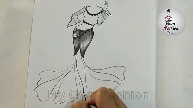 dress drawing easy | latest fashion Dress design sketch 2020 смотреть онлайн