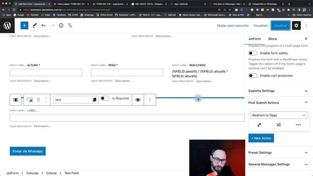 Como Enviar uma mensagem via Whatsapp através do JetFormBuilder no WordPress смотреть онлайн