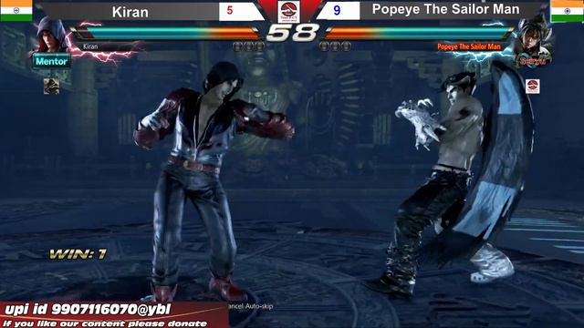 Kiran V/S Popeye The Sailor Man JIN MIRROR | Tekken INDIA FT_10 | back 2 back BATTLE MATCH смотреть онлайн