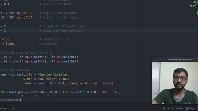 Model of Coupled Oscillator in Python with mathematical analysis (Lagrange's equation of motion) смотреть онлайн